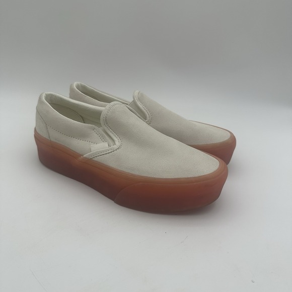 Vans Unisex Suede White Casual Sneakers W/  Gummy Peach Soles Sz W 8.5 M 7 - Picture 1 of 9